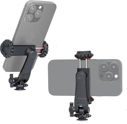 Zeadio Universal Phone Tripod Mount, Cell Phone Holder Clamp with Dual Rotatable Cold Shoe, 360° Rotation & 180° Tilt for Camera Hot Shoe, Vlogging, Video Recording - style: Cold-shoe Version