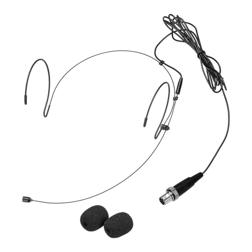 MECCANIXITY Ear Hook Headset Microphone, Double Over Ear Set Hanging Omnidirectional Wired Audio Condenser Microphone Headset with Mini XLR 4 Pin Screw Plug 3.9ft Cable, Black - color: Black, style: Mini XLR 4 Pin Screw Plug