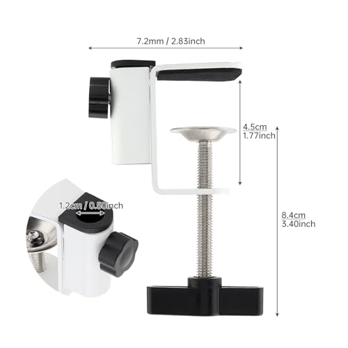Carbon Steel C Clamp Clip Mount for Camera Monitor, Desktop Mount Holder Universal C-Clamp for Microphone Mic, Table Mount Holder Mounting Bracket Stand for Microphone/Tablet (White)