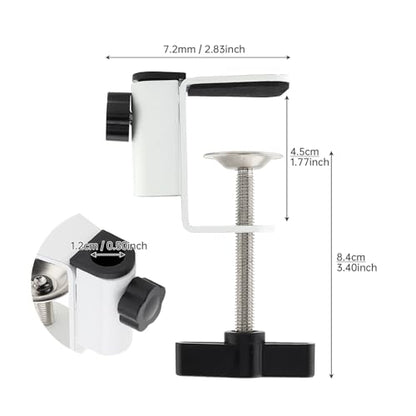 Carbon Steel C Clamp Clip Mount for Camera Monitor, Desktop Mount Holder Universal C-Clamp for Microphone Mic, Table Mount Holder Mounting Bracket Stand for Microphone/Tablet (White)