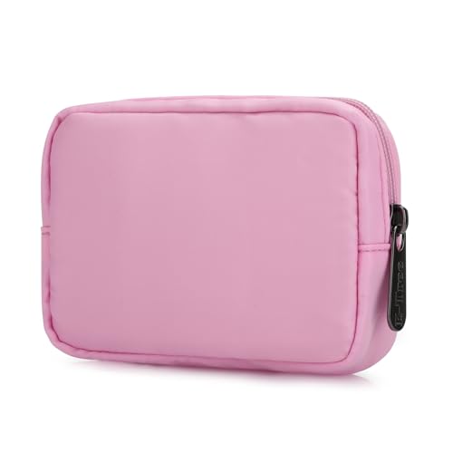 E-Tree Cute Small Makeup Bag, Cosmetic Toiletry Skin Care Make up Little Items Pouch for Purse,Zipper Mini Tech Charger Cable Electronic Organizer Case,Travel Accessories,Pink - color: Pink, style: Travel Makeup Bag