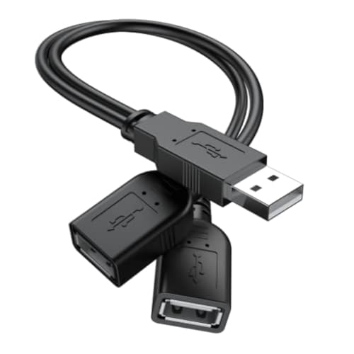 【2026 Upgraded】 USB 2.0 A Male to 2 Dual USB Female Jack Y Splitter Hub Power Cord Extension Adapter Cable (Not Supporting CarPlay and Android Auto)
