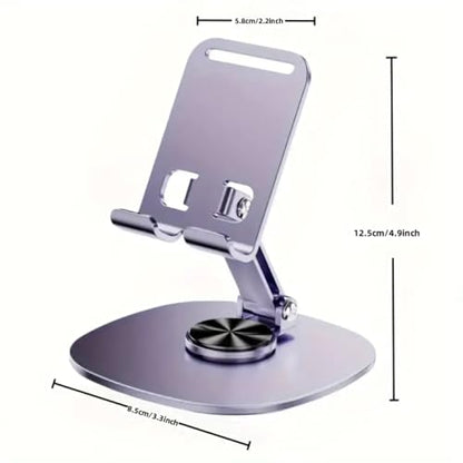 360° Rotatable Aluminum Desktop Stand – Sturdy Metal Stand for Phone & Tablet, Ideal for Live Streaming & Hands-Free Viewing (Black) - color: Black