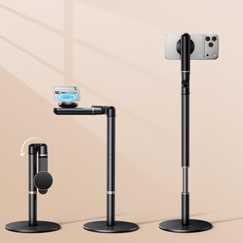 Height/Angle Adjustable Magnetic Phone Holder, 10"-25" Retractable Desk Phone Stand for Desk,720°Rotatable+180° flip, 360 Magnetic Phone Holder for Video Calls Kitchen Office Etc - style: Magnetic Style