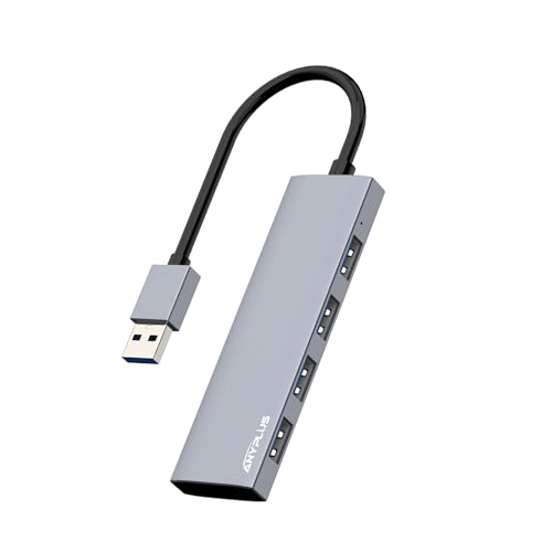 USB Hub, USB 3.0 Hub Aluminum Alloy Ultra Slim USB Splitter, Portable 4 Port USB Extender, USB Hub for Laptop, PC, MacBook, iMac, Surface Pro, Mac Pro, Flash Drive, XPS 【Grey】 - color: Grey-Aluminum Alloy, size: 25cm