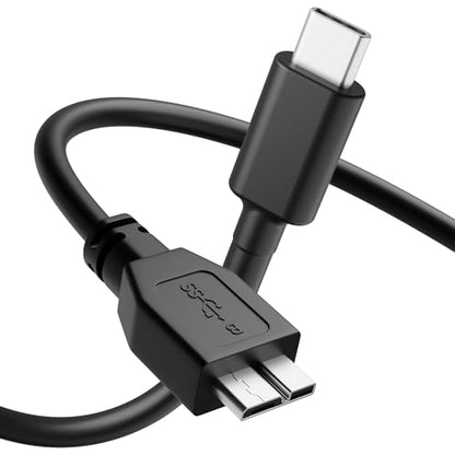ITD ITANDA Micro B to USB C, 3.3FT USB 3.0 Cable External Hard Drive Cord Compatible with Seagate, WD Toshiba, MacBook Pro/Air, iPad, iPhone, Samsung Galaxy S24 etc - size: 3.3 FT - Micro B to USB C