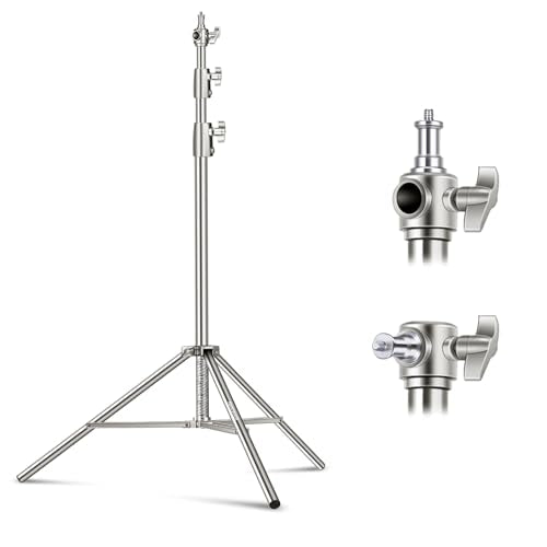 NEEWER 102"/2.6m Stainless Steel Light Stand, Spring Cushioned Heavy Duty Photography Tripod with 1/4” to 3/8” Universal Screw Adapter for Strobe, LED Video Lighting, Ringlight, Monolight, Softbox - style: ST-260SS