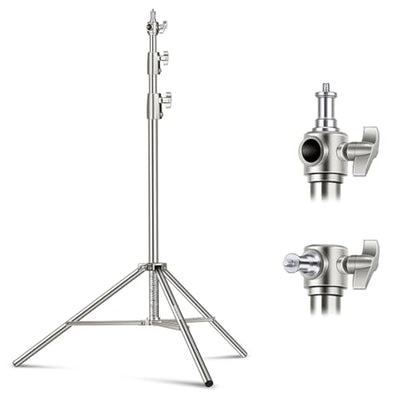 NEEWER 102"/2.6m Stainless Steel Light Stand, Spring Cushioned Heavy Duty Photography Tripod with 1/4” to 3/8” Universal Screw Adapter for Strobe, LED Video Lighting, Ringlight, Monolight, Softbox - style: ST-260SS