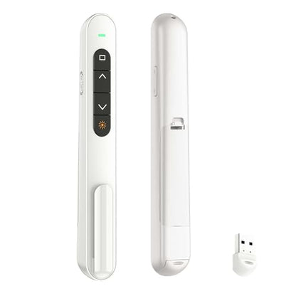 QUI Presentation Clicker with Volume Control, 2.4GHz USB Wireless Presenter Remote, PowerPoint Clicker Slide Advancer Compatible with Mac, Windows, Google Slides, Keynote - color: White, size: S