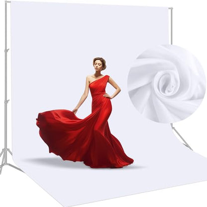 Aimosen 10 X 12 FT Large White Backdrop Background for Photography, Pure White Screen for Zoom Meeting, Polyester Cloth Fabric Curtain, Chromakey Video Photoshoot Studio YouTube Conference Streaming - color: White