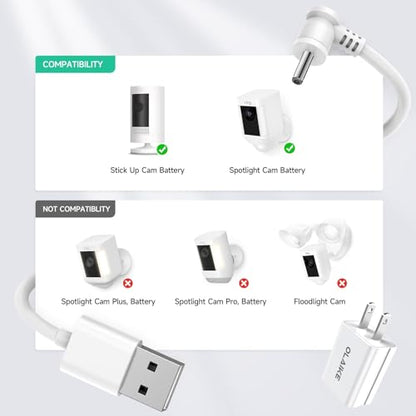 OLAIKE (3 Pack) 8m/26ft Charge Cable for Ring Stick Up Cam Battery/Plug-in & Ring Spotlight Cam Battery, Weatherproof Power Adapter Keep Charge Your Camera (No Camera), White - color: (26 ft/8m, 3 Pack) White