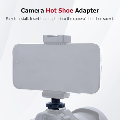 Cold Shoe Adapter with Dual 1/4 & 3/8 Screw Mount – Aluminum Alloy Camera Mount for Tripod, Microphone, LED Light, DSLR – Anti-Scratch Quick Release (62049)