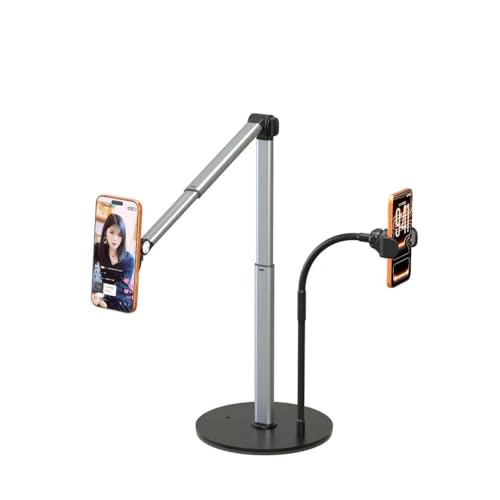 Heavy Duty Aluminum Overhead Phone Stand for Recording, Adjustable iPhone Tripod for Overhead Shots, Sturdy Stand for Cooking, Filming, Painting, with Extension Rods & Clip – Perfect for Creators(Mix) - style: Mix
