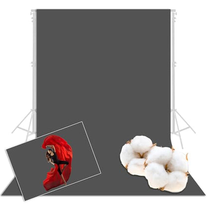 Prism 100% Cotton Extra Thick Professional Photography Backdrop 9x11 ft Gray, Brushed for Low Light Reflectance and Bleed Through, Sustainable Organic Cotton Muslin with No Microplastic Shedding - color: Gray 9x11ft