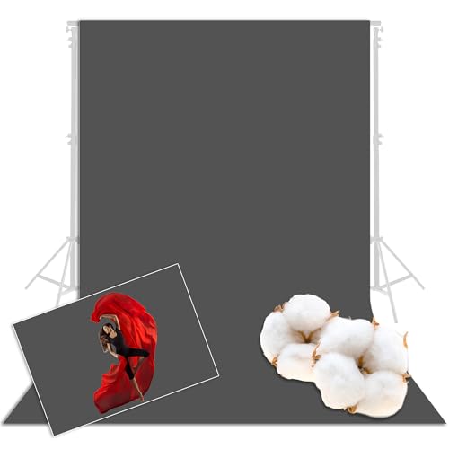 Prism 100% Cotton Extra Thick Professional Photography Backdrop 9x11 ft Gray, Brushed for Low Light Reflectance and Bleed Through, Sustainable Organic Cotton Muslin with No Microplastic Shedding - color: Gray 9x11ft