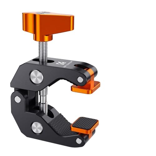 K&F CONCEPT Camera Mount Clamp, Super Crab Clamp with Rotatable Clamping Block, 1/4" and 3/8" Thread Holes for Round Pipe Flat Surface, Camera Mounts, and Other Photographic Accessories