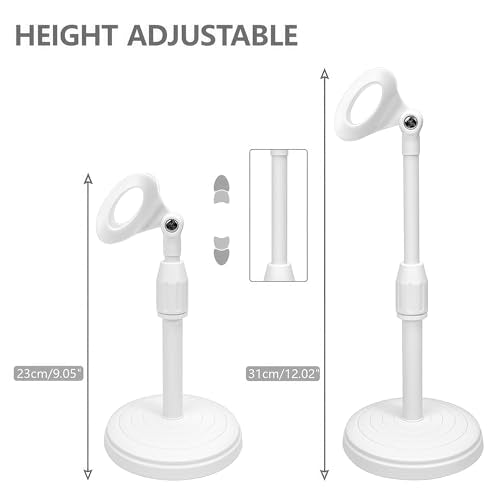 Musiin Microphone Stand, Desktop Mic Stand with Phone Holder Replacement Head, Adjustable Height, Suitable for Studio, Live Streaming, Podcast, and Online Meetings