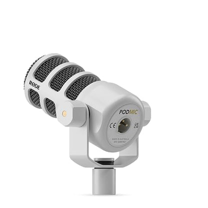 RØDE PodMic Cardioid Dynamic Broadcast Microphone - White - color: PodMic White