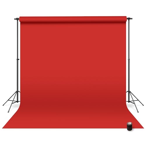 Denny Manufacturing - Seamless Paper Backdrop for Photography, Red Seamless Paper Roll (86 in x 36 ft) Includes Free Roll Black Gaffer Tape (2 in x 13 ft) - color: Red, size: 86 in x 36 ft