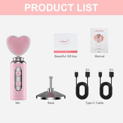 HB128 USB Gaming Condenser Mic Pink Heart Design, One-Click Mute Gain Control, Plug & Play, for PC/Console/Phone, Twitch/YouTube/TikTok, Streamers Gamers and Video Creators - color: HB128 desktop
