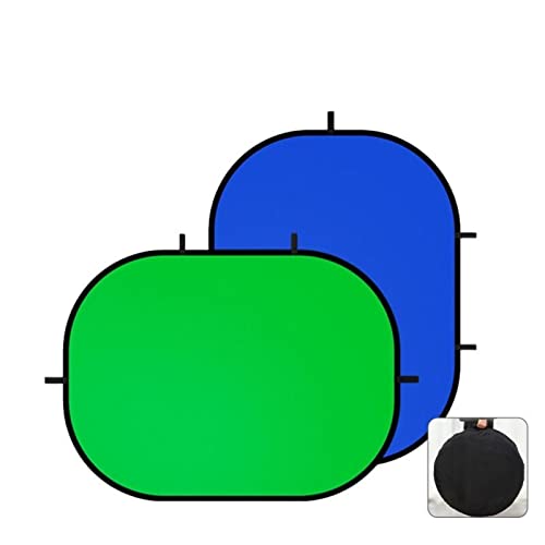 59.1x78.7inch/1.5x2.0mChromakey Green Screen， Blue & Green 2 in 1 Double Sided Pop Up Collapsible Backdrop for Vlogging and Video Conferencing with Carrying Bag - size: 59.1×78.7 inches