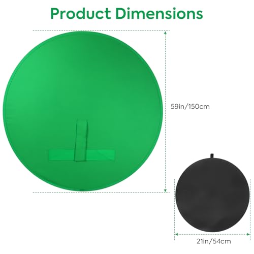 Green Screen Chair,Heorryn 59in Portable Green Blue Screen Backdrop Kit with Double Sided Pop Up Greenscreen Background for Chroma Key Photo/Video, Streaming, Conferencing and Product Photography