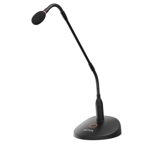 BOYA Desktop Gooseneck Condenser Microphone 18" Podium Microphones with Mute Button LED Indicator XLR Mic for Meetings Video Conferences Streaming Lectures BY-GM18C - size: GM18C