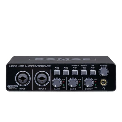 BOMGE U202 USB Audio Interface with Mic Preamplifier XLR/TSR/TS Ports,48V,32-Bit/192kHz Resolution fro computer recording,Streaming,Podcasting