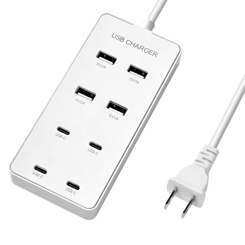 USB Wall Charger USB C Charging Station for Multiple Devices 8-Ports Charging Hub Strip Smart Charger Block Compatible with iPhone, Galaxy, iPad Tablet, and Other Devices - color: white4