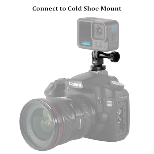 HSU Aluminum Cold Shoe Mount Adapter, 1/4-20 screw hole Tripod Mount Adapter for GoPro Hero 13/12/11/10/9/8/7/6, DJI Osmo Action AKASO, Applicable for Tripod Selfie Stick Monopod and DSLR Camera Flash