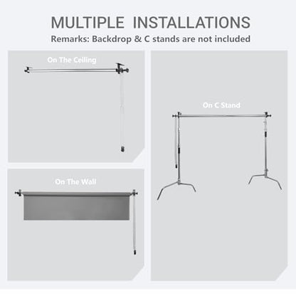 Photography Backdrop Roller Support System, 1 Roller with Metal Chain, 120-inch Stainless Steel Crossbar - color: Silver Metal Chain