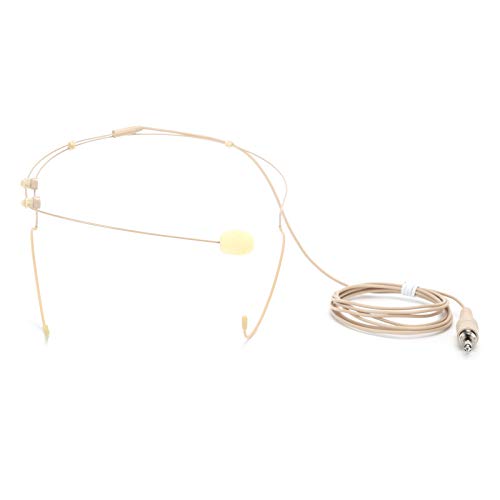 ASHATA Earhook Microphone, Professional Omnidirectional Headworn Condenser Mic with 3.5mm Locking Plug for Lecturers Stage Performers Beige