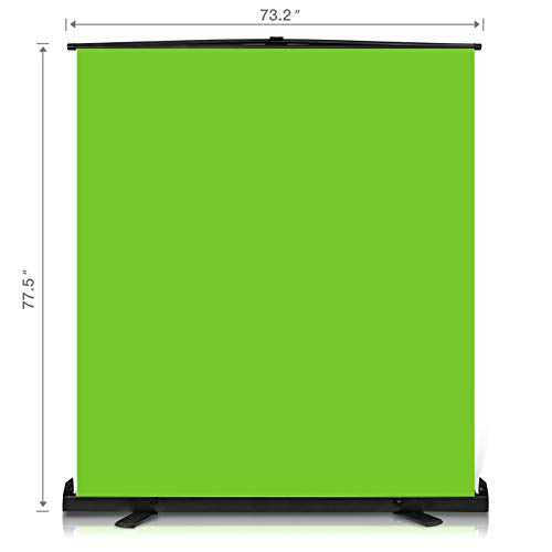 Yesker Upgrade Green Screen 73.2x77.5 inch Wider 180cmx 196cm Background Collapsible Chromakey Photo Backdrop Portable Pull Up with Aluminium Base Wrinkle-Resistant Fabric for Video Studio Live Game - size: 73.2x77.5"