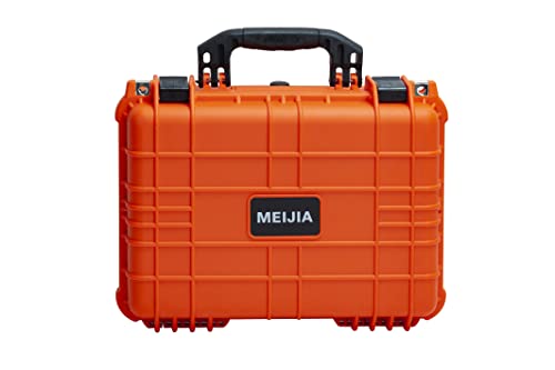 MEIJIA Portable All Weather Waterproof Camera Case With Foam,Fit Use of Drones,Camera,Equipments,Pistols,15.98x12.99x6.85inches - color: Orange