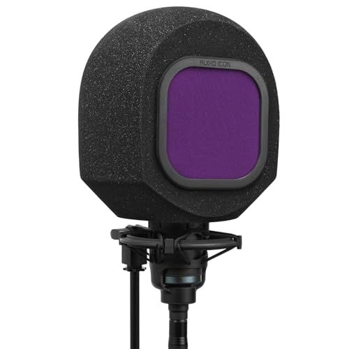 Soundbox Vocal Recording Isolation Booth | Portable Microphone Shield, Pop Filter for Studio-Quality Sound | Singing, Podcasting, Acoustic High-Density Foam Ball, Mic Soundproof Box (Twilight Purple) - color: Twilight Purple Pop Filter