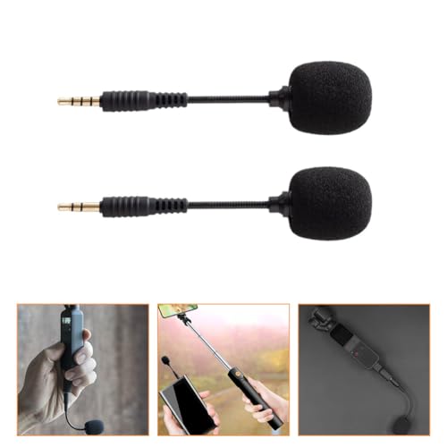 VILLCASE 2pcs Bendable Mini Noise-Cancelling Condenser Microphone for Laptop, Phone, Tablet – Black Flexible Gooseneck Mic for Live Streaming, Recording, and Online Meetings
