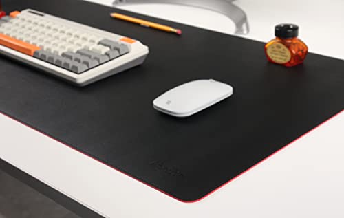 Dual-Sided Leather Desk Pad,Blotter for Laptop Computer,Mouse Pad,Writing,Drawing,Arts and Craft Mat (17"x35", Black/Red) - color: Black/Red, size: 17"x35"