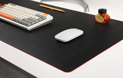 Dual-Sided Leather Desk Pad,Blotter for Laptop Computer,Mouse Pad,Writing,Drawing,Arts and Craft Mat (17"x35", Black/Red) - color: Black/Red, size: 17"x35"