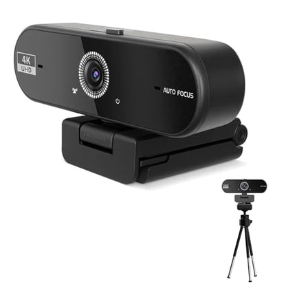 Hprosper 4K Webcam with Microphone for PC, Wide Angle Computer Camera USB Streaming Webcam, Plug & Play External for Laptop Desktop Mac, Streaming Gaming Video Calls with Tripod & Privacy Cover