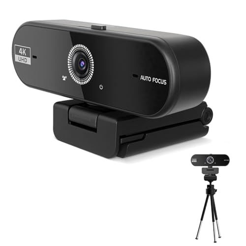 Hprosper 4K Webcam with Microphone for PC, Wide Angle Computer Camera USB Streaming Webcam, Plug & Play External for Laptop Desktop Mac, Streaming Gaming Video Calls with Tripod & Privacy Cover