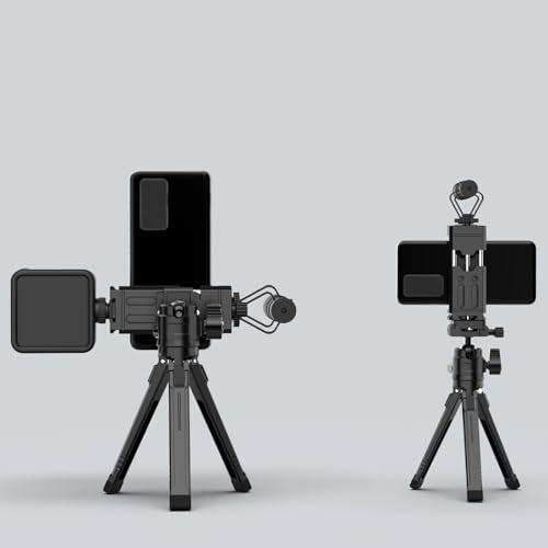 Tripod Phone Mount Holder with Sliding Cold Shoe,Universal Smartphone Mount Adapter with 1/4" Standard Screw&& Arca Swiss Quick Release Plate,Phone Tripod Mount Support Vertical/Horizontal - color: Black