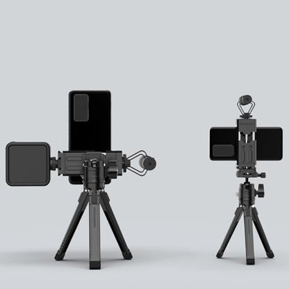 Tripod Phone Mount Holder with Sliding Cold Shoe,Universal Smartphone Mount Adapter with 1/4" Standard Screw&& Arca Swiss Quick Release Plate,Phone Tripod Mount Support Vertical/Horizontal - color: Black