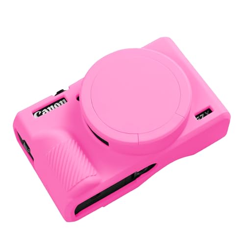 G7X Mark III Case, Soft Silicone Protective Case Cover for Canon Powershot G7X Mark III Digital Camera, Durable Camera Body Skin Protector with Removable Lens Cover - Rosy Pink - color: Rosy Pink