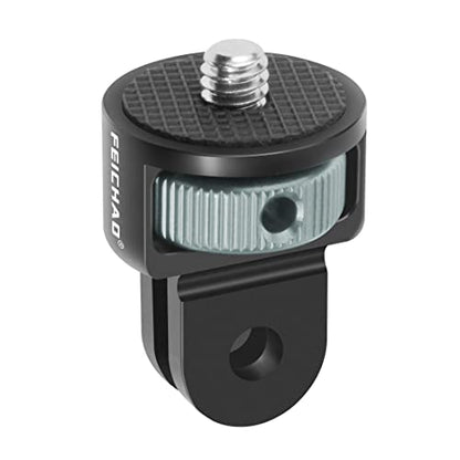 Upgraded Universal Camera Mount Adapter 360 Degree Swivel 1/4" Screw Converter CNC Aluminum Metal Compatible with Hero 13/12/11/10/9, One X4/X3/X2 R Action Camera (Grey) - color: Gray