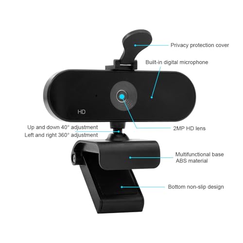 GOWENIC 2K Webcam with PDAF Autofocus, 5MP USB Computer Camera with Microphone and Privacy Cover, for Live Streaming Meeting Zoom