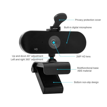GOWENIC 2K Webcam with PDAF Autofocus, 5MP USB Computer Camera with Microphone and Privacy Cover, for Live Streaming Meeting Zoom