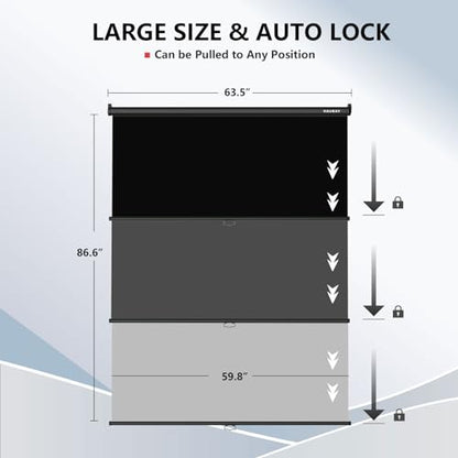 RAUBAY Retractable Pull Down Black Screen Backdrop - 59.8" x 86.6" Collapsible Wall-Mount Background for Professional Video Production, Photography, TikTok and Video Conferencing - color: Black, size: Standard(59.8 x 86.6in)