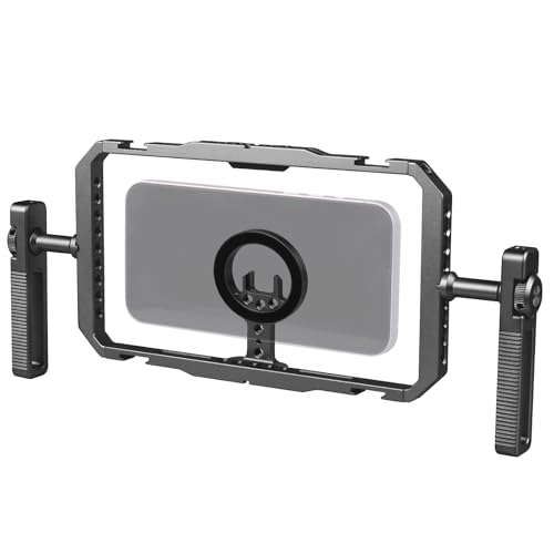 Magnetic Phone Cage with Handle,Smartphone Cage Kit with 360° Rotation Handgrip and Magnetic Sticker for Photography,Compatible with iPhone 17/16/15/14/13 Series and Andriod Phones (Black) - color: Black