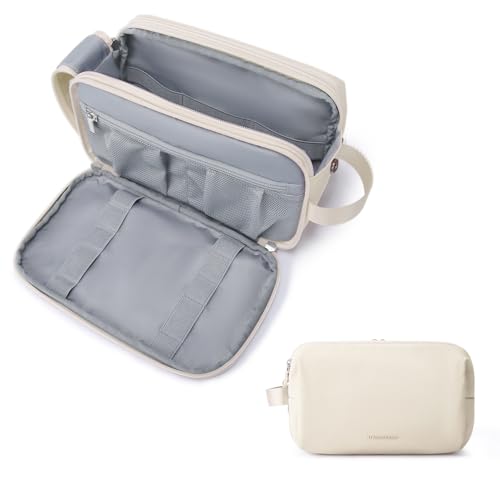 BAGSMART Toiletry Bag for Men, Travel Toiletry Organizer Dopp Kit Water-resistant Shaving Bag for Toiletries Accessories, Door Room Essentials,Beige-medium - color: Beige, size: Medium