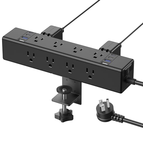 CCCEI 45W Per Side USB-C Desktop Outlet Station, Clamp Power Strip Surge Protector 4800J, Home Office Standing Desk Organizers and Accessories, 4FT 14AWG 15A Extension Cord, Switch, ETL Listing. - size: 4ft, style: 45W USB-C